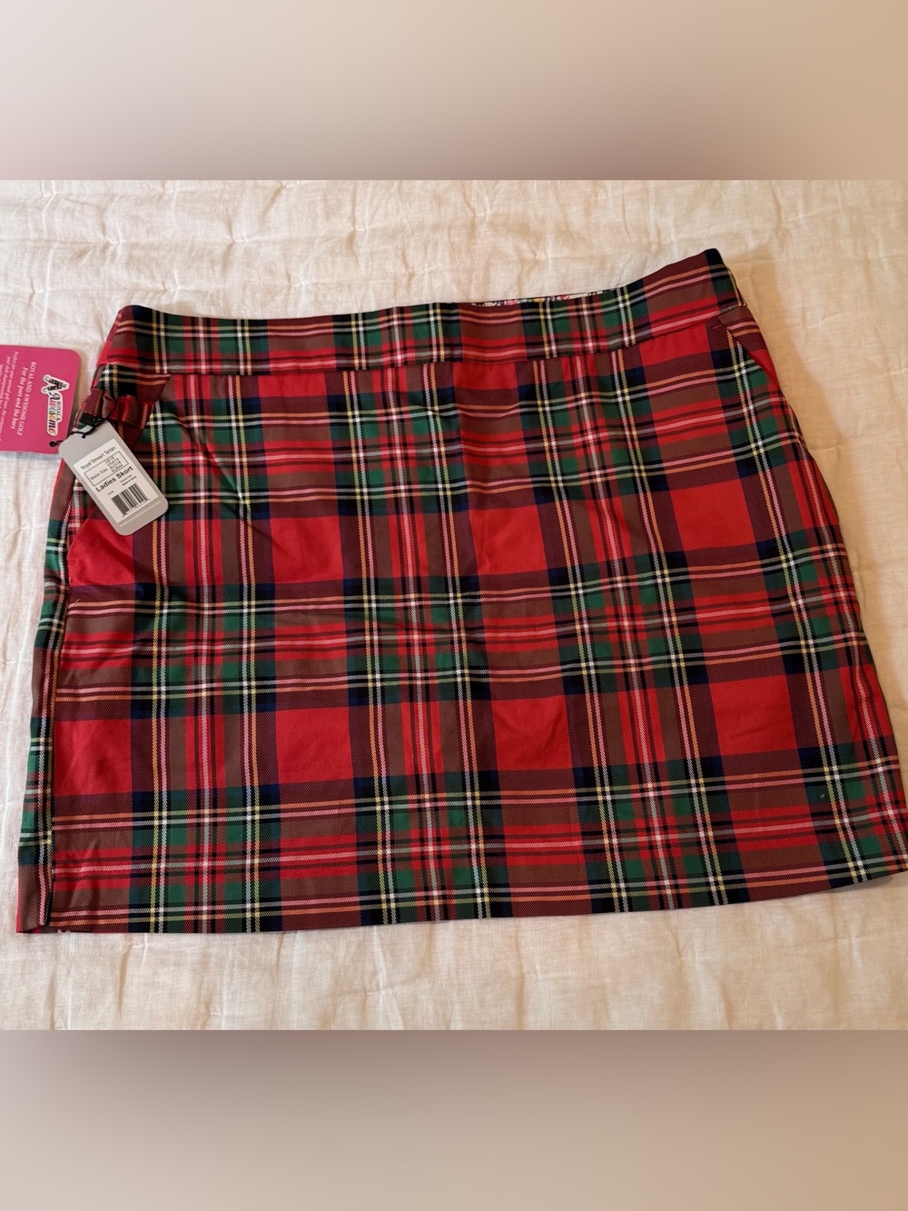 Royal & Awesome Golf Skort Size 14 Tartan Plaid Active Fun Ball Marker Shorties